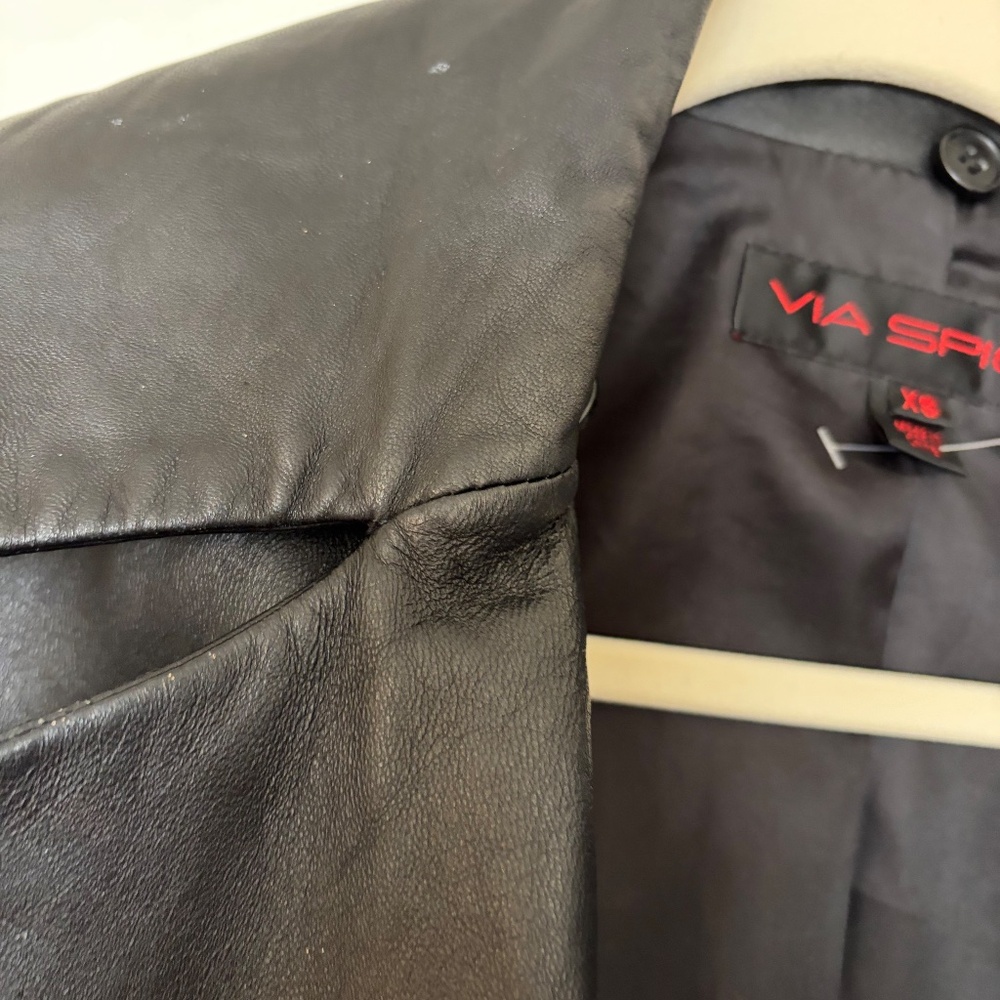 *Stunning* Via Spiga Black Leather Trench Coat- XS - Picture 8 of 11
